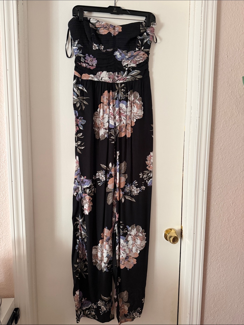 Black Floral Strapless Jumpsuit